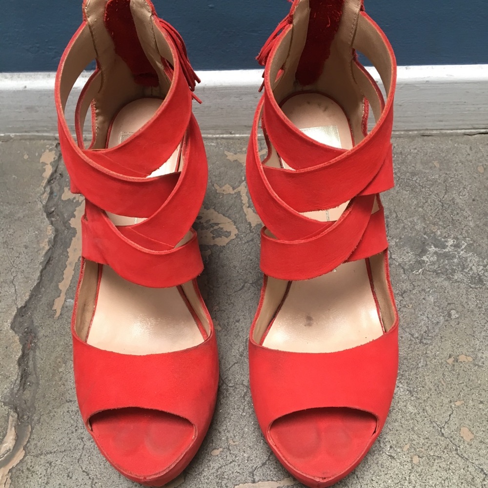 Dolce Vita Jade Platform Wedges Red Leather Sz. 7